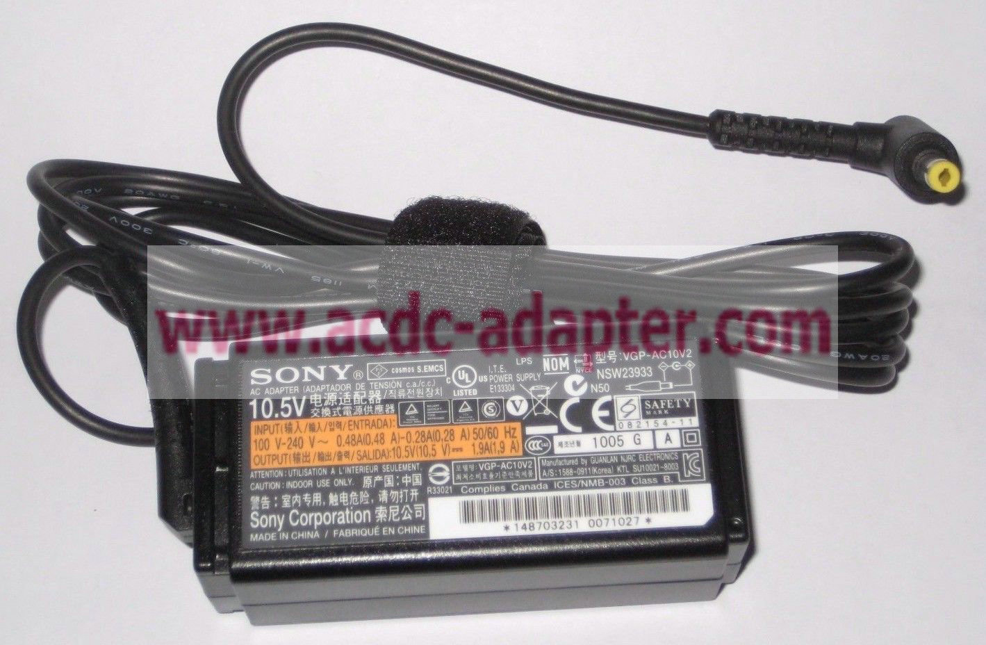 New Sony VGP-AC10V2 10.5v 1.9A Laptop Power DC Adapter - Click Image to Close